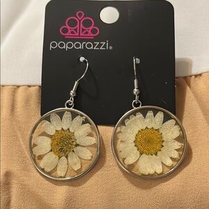 Paparazzi Daisy Earrings with Silver Trim